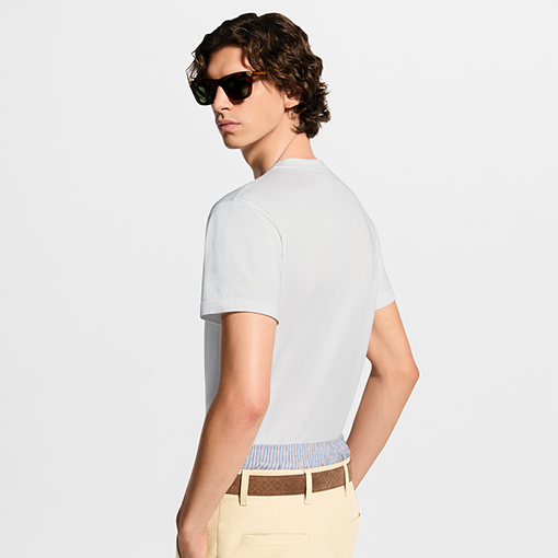 ルイヴィトン クラシックなゴールド箔レザーの半袖Tシャツ