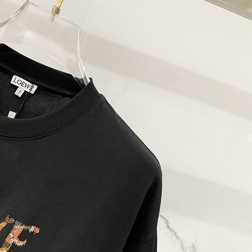 ロエベスーパーコピー LOEWE 胸にブランドのレインボーレターロゴが刺繍された半袖Tシャツ