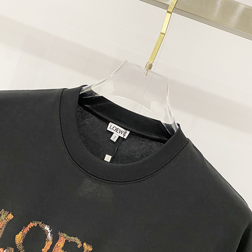 ロエベスーパーコピー LOEWE 胸にブランドのレインボーレターロゴが刺繍された半袖Tシャツ