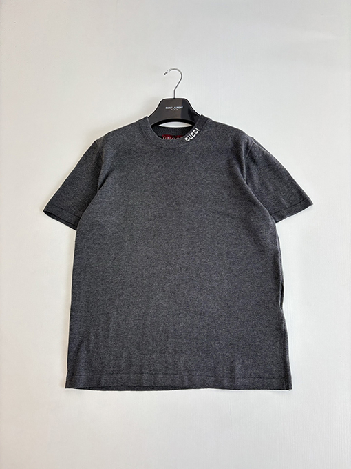 グッチ Gucci レタージャカードロゴ入りニット半袖Tシャツ