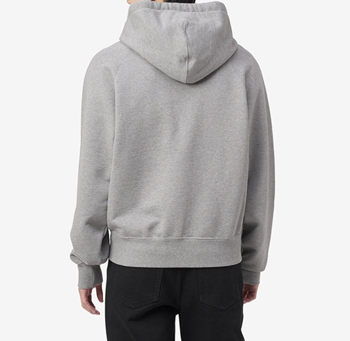 アミ 赤いハートの刺繍りフード付きドローストリングスウェットシャツジャケット