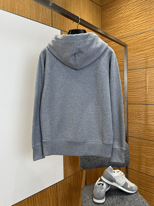 アミ 赤いハートの刺繍りフード付きドローストリングスウェットシャツジャケット