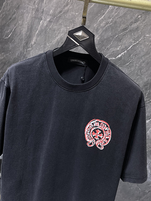 クロムハーツコピー グラフィティホースシュー手描きウォッシュ半袖Tシャツ