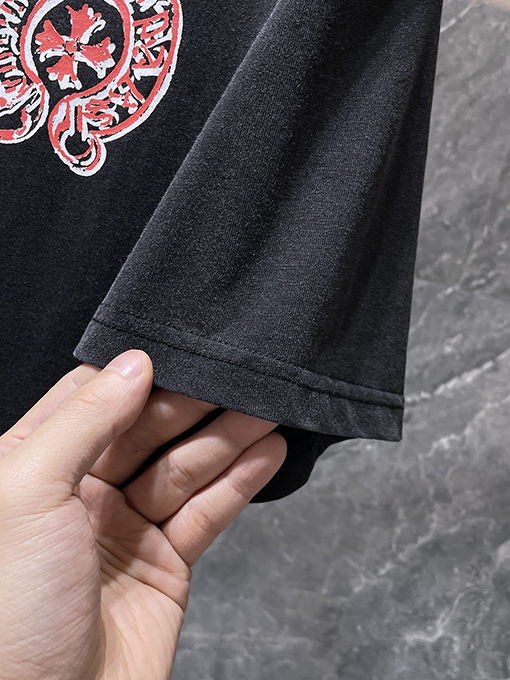 クロムハーツコピー グラフィティホースシュー手描きウォッシュ半袖Tシャツ