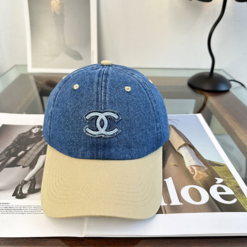 シャネルスーパーコピー デニムのカラーブロックベースボールキャップ