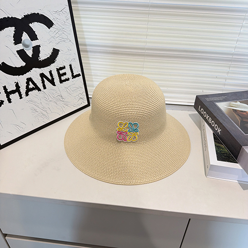 ロエベ レディースつばが広く高品質なよけのある丸いトップのクラシックな麦わら帽子