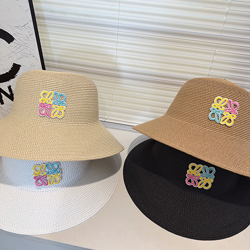 ロエベ レディースつばが広く高品質なよけのある丸いトップのクラシックな麦わら帽子