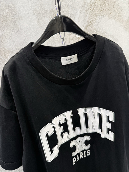 セリーヌコピー CELINE 新作プリントロゴ入りクルーネック半袖Tシャツ