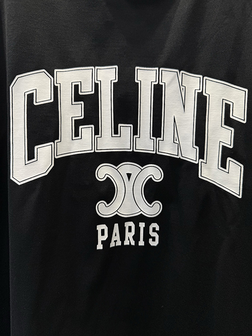 セリーヌコピー CELINE 新作プリントロゴ入りクルーネック半袖Tシャツ