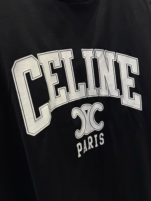 セリーヌコピー CELINE 新作プリントロゴ入りクルーネック半袖Tシャツ