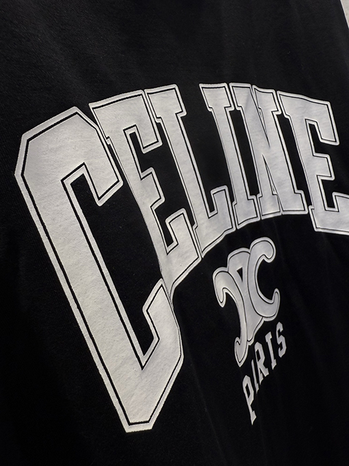セリーヌコピー CELINE 新作プリントロゴ入りクルーネック半袖Tシャツ