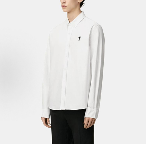 アミスーパーコピー 新モデルハートの刺繍入りボタンダウンカラー長袖シャツ