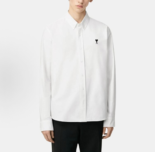 アミスーパーコピー 新モデルハートの刺繍入りボタンダウンカラー長袖シャツ