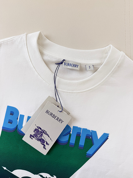 バーバリーブランドコピー BURBERRY ツートンカラーのグラデーションプリント半袖Tシャツ