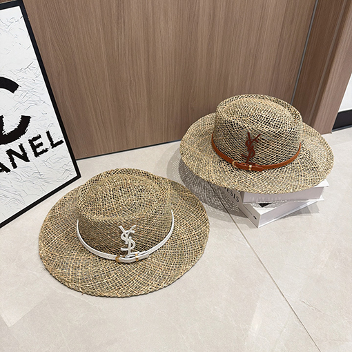 サンローラン クラシックな中空の昔ながらの麦わら帽子