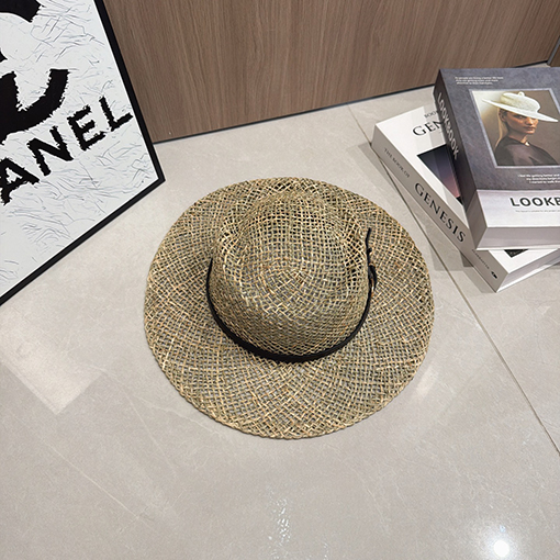 サンローラン クラシックな中空の昔ながらの麦わら帽子