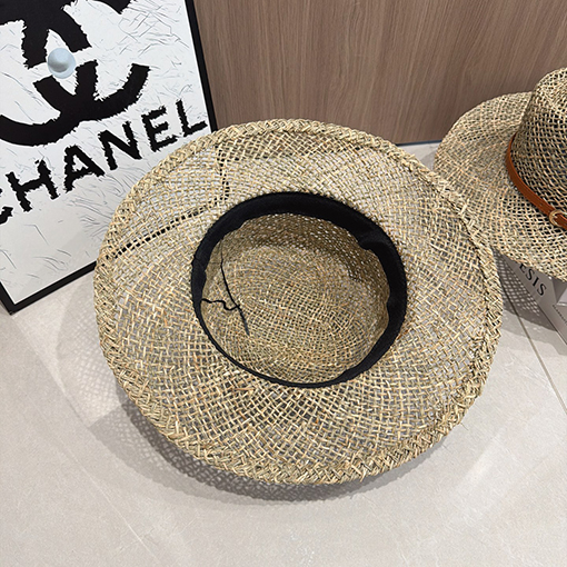 サンローラン クラシックな中空の昔ながらの麦わら帽子