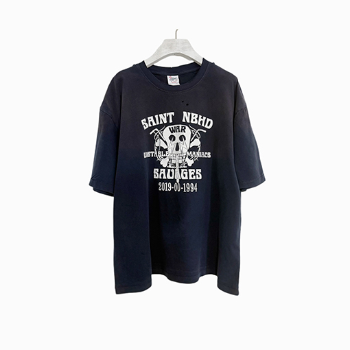 セント マイケルコピー SAINT NBHD SAVAGES コラボレーション スカル 半袖Tシャツ