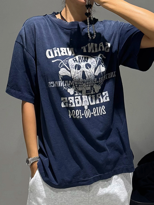 セント マイケルコピー SAINT NBHD SAVAGES コラボレーション スカル 半袖Tシャツ