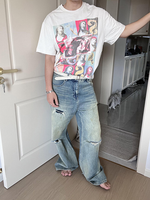 セント マイケル 漫画/アニメ風アメリカンカジュアル半袖Tシャツ