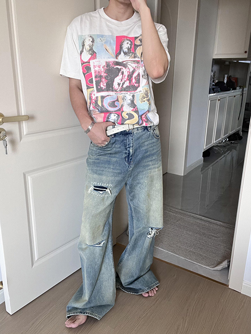 セント マイケル 漫画/アニメ風アメリカンカジュアル半袖Tシャツ