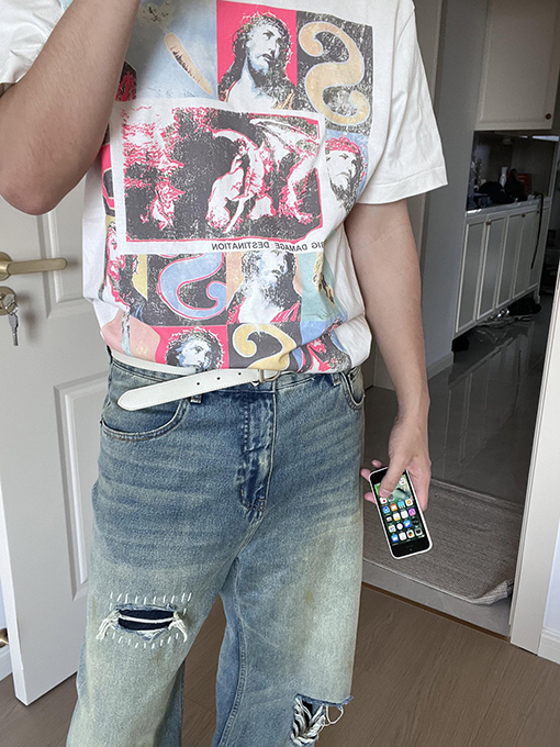 セント マイケル 漫画/アニメ風アメリカンカジュアル半袖Tシャツ