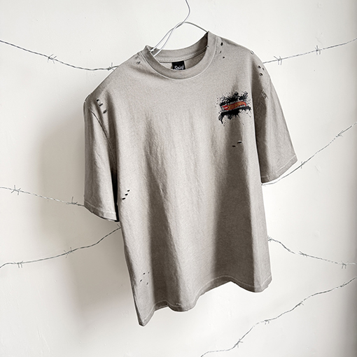 セントマイケル × ホットウィール × ランドローバー ヘビーウェイトのダメージウォッシュ半袖Tシャツ