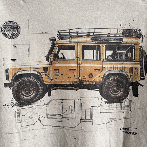 セントマイケル × ホットウィール × ランドローバー ヘビーウェイトのダメージウォッシュ半袖Tシャツ