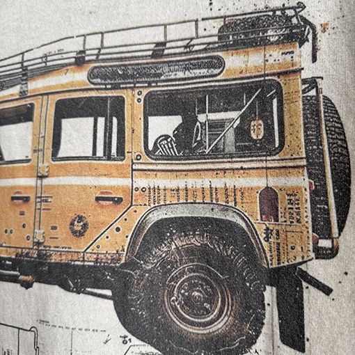 セントマイケル × ホットウィール × ランドローバー ヘビーウェイトのダメージウォッシュ半袖Tシャツ