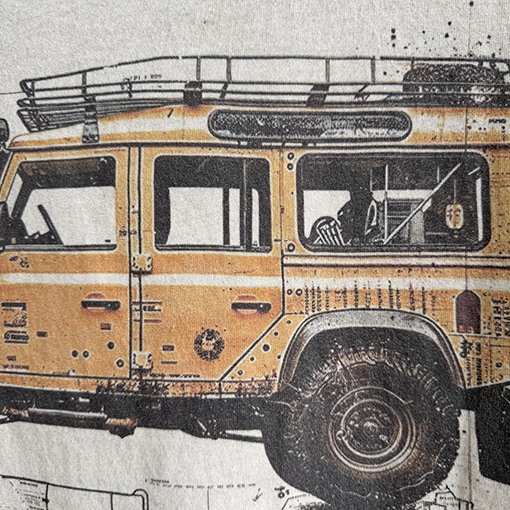 セントマイケル × ホットウィール × ランドローバー ヘビーウェイトのダメージウォッシュ半袖Tシャツ