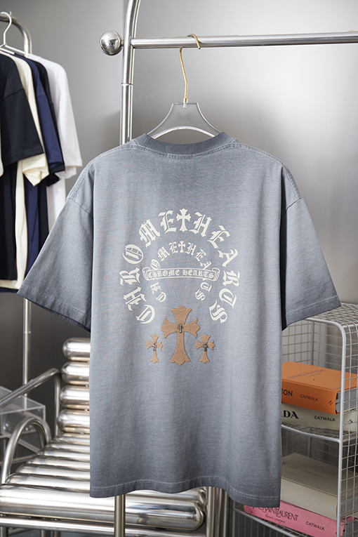 クロムハーツ デニムクロスフロッキーレタープリント半袖Tシャツ