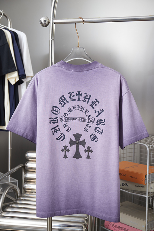 クロムハーツ デニムクロスフロッキーレタープリント半袖Tシャツ