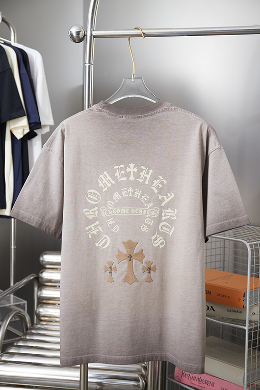 クロムハーツ デニムクロスフロッキーレタープリント半袖Tシャツ