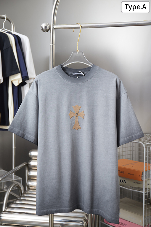 クロムハーツ デニムクロスフロッキーレタープリント半袖Tシャツ