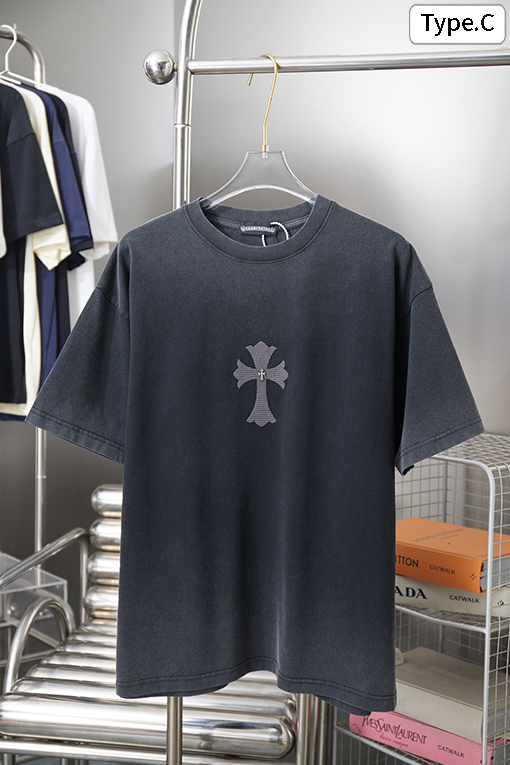 クロムハーツ デニムクロスフロッキーレタープリント半袖Tシャツ