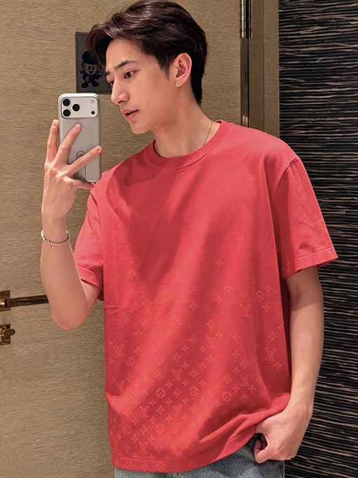ルイヴィトン グラデーションエンボスクルーネック半袖Tシャツ