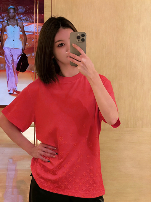 ルイヴィトン グラデーションエンボスクルーネック半袖Tシャツ