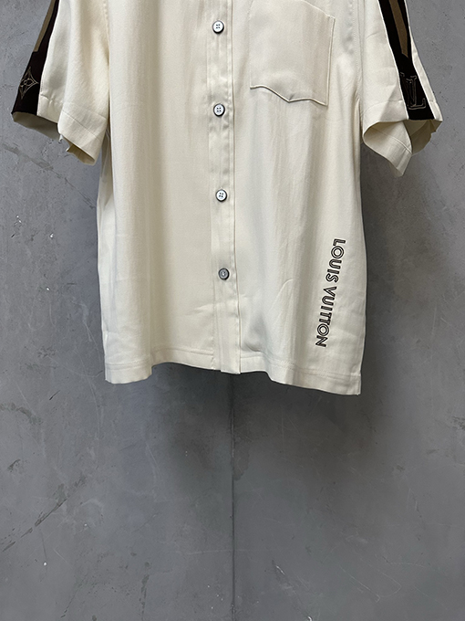 ルイヴィトン LOUIS VUITTON ストライプ柄刺繍ロゴ入り半袖シャツ