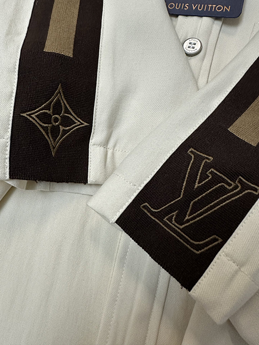 ルイヴィトン LOUIS VUITTON ストライプ柄刺繍ロゴ入り半袖シャツ