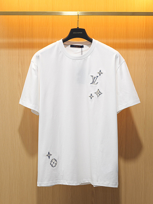 ルイヴィトンスーパーコピー Monogram Sashiko 刺繍入りオーガニックコットン半袖Tシャツ
