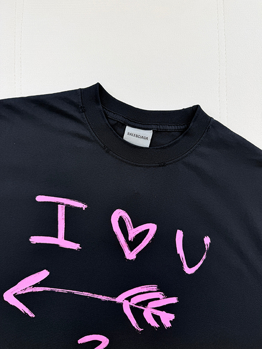 バレンシアガスーパーコピー BALENCIAGA 七夕限定ハート柄半袖Tシャツ