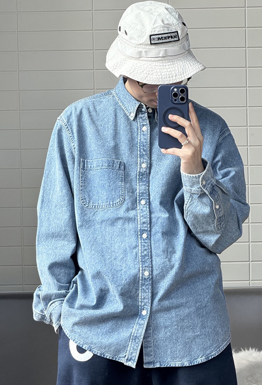 シュプリーム SUPREME アップリケ付きデニムカジュアル長袖シャツ