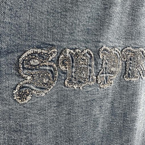シュプリーム SUPREME アップリケ付きデニムカジュアル長袖シャツ
