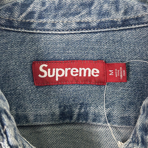 シュプリーム SUPREME アップリケ付きデニムカジュアル長袖シャツ