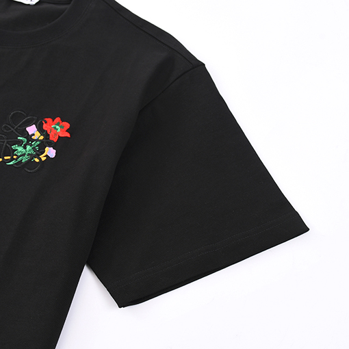 ロエベ半袖Tシャツコピー 花柄刺繍入り半袖Tシャツ
