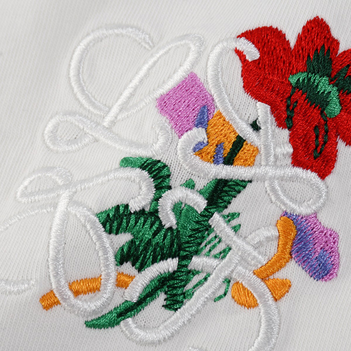 ロエベ半袖Tシャツコピー 花柄刺繍入り半袖Tシャツ