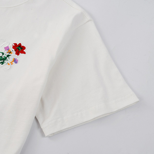 ロエベ半袖Tシャツコピー 花柄刺繍入り半袖Tシャツ