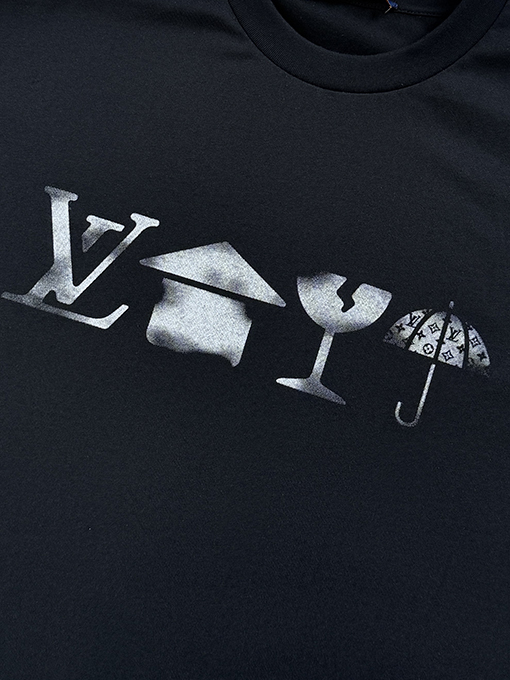 ルイヴィトン 色褪せたプリントの半袖Tシャツ