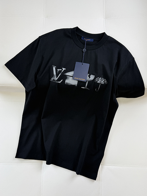 ルイヴィトン 色褪せたプリントの半袖Tシャツ