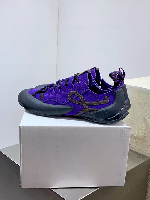 ロエベコピー Grip Calfskin Suede Sneakers グリップシリーズ レトロ薄底カジュアルスニーカー